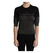 Dolce & Gabbana Blankt Spetsinsats Pullover Topp Black, Dam