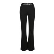 Palm Angels Flare Sweatpants med Logo Tape Black, Dam