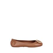 Tory Burch Guld Logo Ballerinaskor med Applikation Brown, Dam