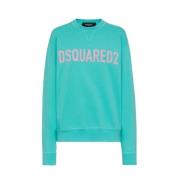 Dsquared2 Rund Hals Sweatshirt i Turkos Blue, Herr