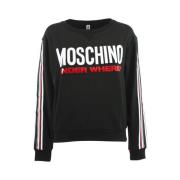 Moschino Svart Tryck Sweatshirt Under Where? Black, Herr