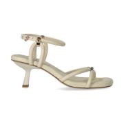 ASH Kräm Läderklack Sandal med Nitar White, Dam