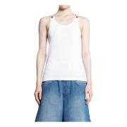 Jean Paul Gaultier Ribbad tanktop med overallspännen White, Dam