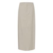 Gestuz Linneshorts med hög midja - Ancient Scroll Beige, Dam