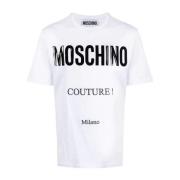 Moschino Avslappnad Bomull T-shirt White, Herr