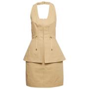 Balmain Pre-owned Pre-owned Canvas klnningar Beige, Dam