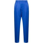 Giorgio Armani Kungligblå Silke Slim-fit Byxor Blue, Dam