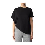 Patrizia Pepe Svart T-shirt med Piercing Detalj Black, Dam