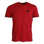 Dolce & Gabbana Röd Logo Patch Bomull T-shirt Red, Herr
