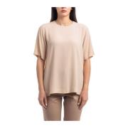 Seventy Kortärmad silkeblandad T-shirt Beige, Dam