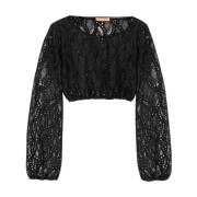 Ermanno Scervino Spets Crew Neck Top Black, Dam