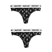 Philipp Plein Bomull Tanga Bi-Pack Multicolor, Dam