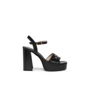 Nerogiardini Svart sandal med platå Black, Dam