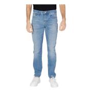 Armani Exchange Blå Plain Jeans med Dragkedja Stängning Blue, Herr