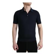 Dolce & Gabbana Silkkragad Polo T-shirt - Mörk Blue, Herr