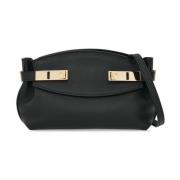 Salvatore Ferragamo Svart Läder Axelväska Gancini Black, Dam