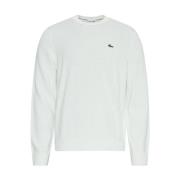 Lacoste Vit Tröja med Broderad Krokodil White, Herr