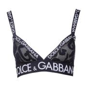 Dolce & Gabbana Spetsig Logobygel-bh Black, Dam