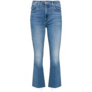 Mother Högmidjade Bootcut Fray Jeans Blue, Dam