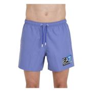 Emporio Armani EA7 Lila Herr Badshorts med Logotyptryck Purple, Herr