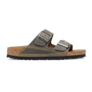 Birkenstock Klassisk tvåremssandal i oljat khaki nubuck Green, Dam