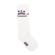 Autry Räfflade strumpor med Jacquard-logotyp White, Unisex