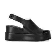 Strategia Svart kil sandal med ankelrem Black, Dam