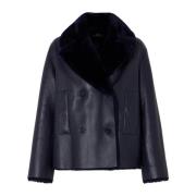 Joseph Shearling Calla Coat - Navy Blue, Dam