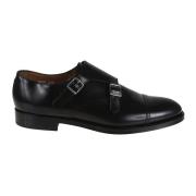 Doucal's Svarta Läder Cap Toe Skor Black, Herr