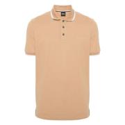 Hugo Boss Bomullspolotröja med broderad logotyp Beige, Herr