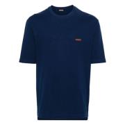 Ermenegildo Zegna Bomull T-shirt med Unik Design Blue, Herr