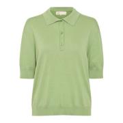 Lounge Nine Kortärmad Polo Stickad Topp Green, Dam