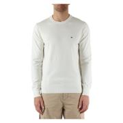 Tommy Hilfiger Bomull Crewneck Tröja med Logo Broderi Beige, Herr