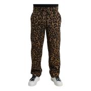 Dolce & Gabbana Leopardmönstrade Joggerbyxor Brown, Herr