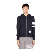 Thom Browne 4 Bar Hooded Sweatshirt med Dragkedja Blue, Herr