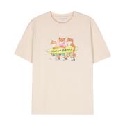 Maison Kitsuné Logo Print Beige T-shirt Beige, Herr