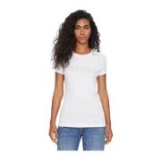 Guess Fantasi Logo T-shirt - Stretch Bomull White, Dam