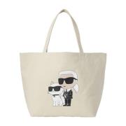 Karl Lagerfeld Beige Textil Shoppingväska Beige, Dam