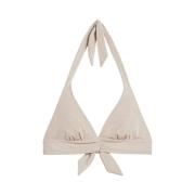 Max Mara Metallisk Triangel Bikini Topp Beige, Dam