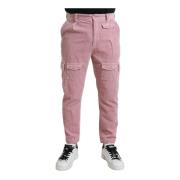 Dolce & Gabbana Rosa Corduroy Skinny Cargo Jeans Pink, Herr