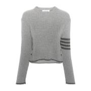 Thom Browne Cropped Cable Stickad Tröja Gray, Dam