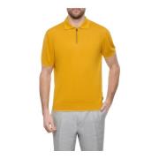 Boss Gul Zip Polo Skjorta i Linne Yellow, Herr