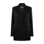 Dondup Svart Ull Dubbelknäppt Blazer Black, Dam