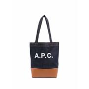 A.p.c. Bomull Toteväska med Läderdetaljer Blue, Herr