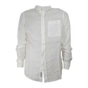 Woolrich Bandkrage Linneskjorta Ljus Vit White, Herr