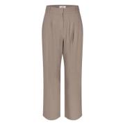 mbyM Taupe Linne Wide Leg Byxor Cristiana Beige, Dam