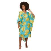 Fisico Lång Blommig Kaftan med V-ringning Multicolor, Dam