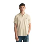 Gant Bomullspolo med trimdetaljer Beige, Herr