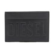 Diesel Läderkorthållare med präglat logotyp Black, Herr