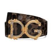 Dolce & Gabbana Leopardmönster Logo Plaque Bälte Brown, Dam